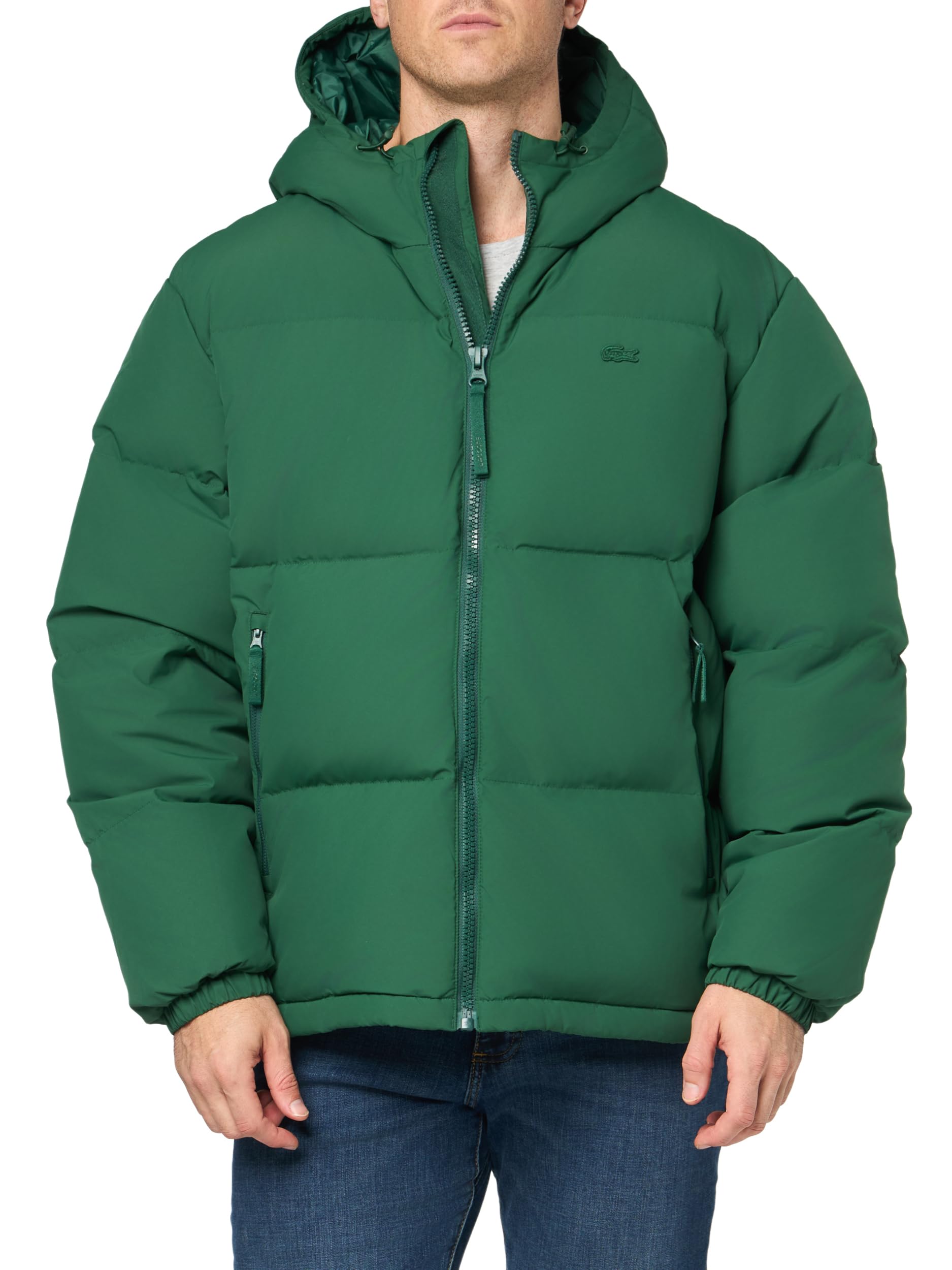 LACOSTE MA-1スタイルジャケット ダークグリーン Lacoste Men's Quilted Water-Repellent Short Jacket, Green, X-Large